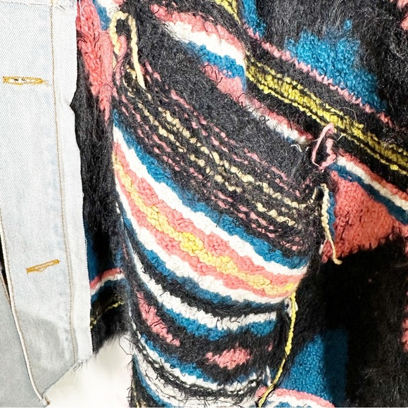 NEW Free People Running Wild Bohemian Fringe Poncho Black Lightning Combo M L - Picture 8 of 13